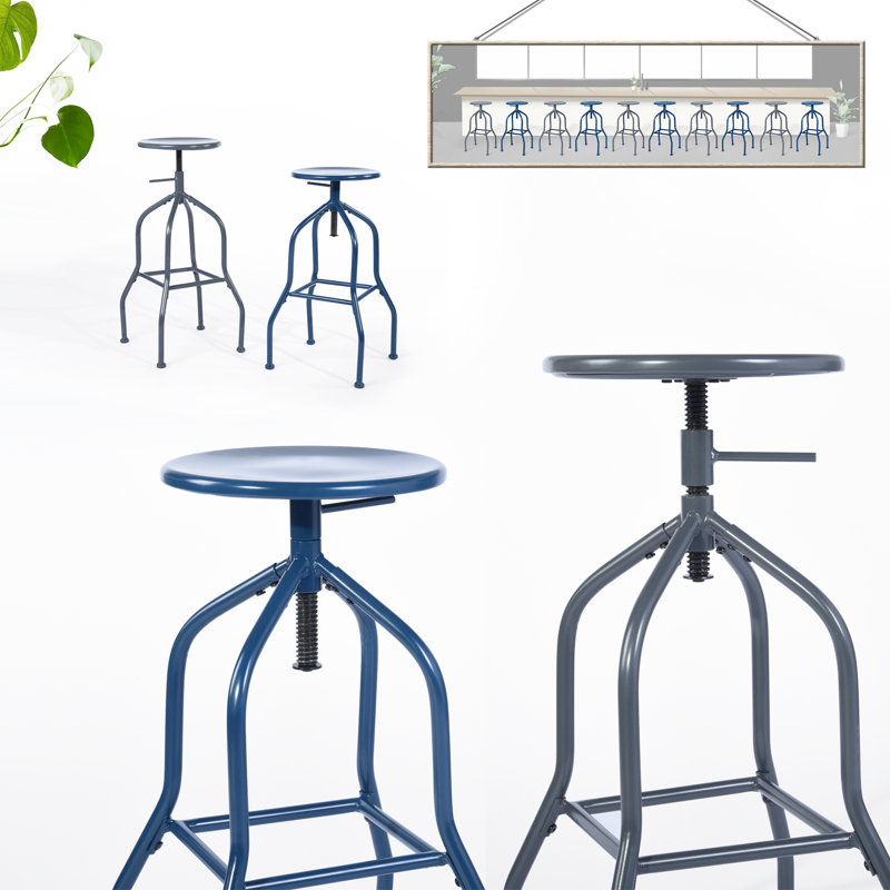 Falmouth Swivel Adjustable Height Bar Stool, Blue