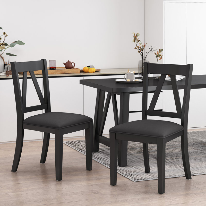Chaise d'appoint rembourrée en similicuir Jahira, Noir, Noir