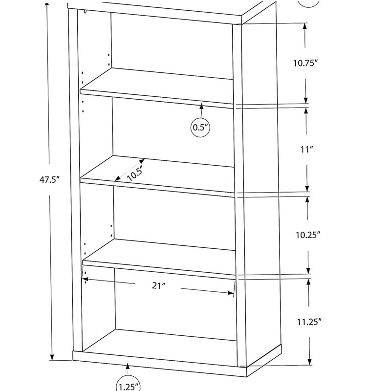 Étagère à 5 niveaux avec tablettes réglables et finition aspect bois pour le bureau ou la chambre à coucher, Blanc
