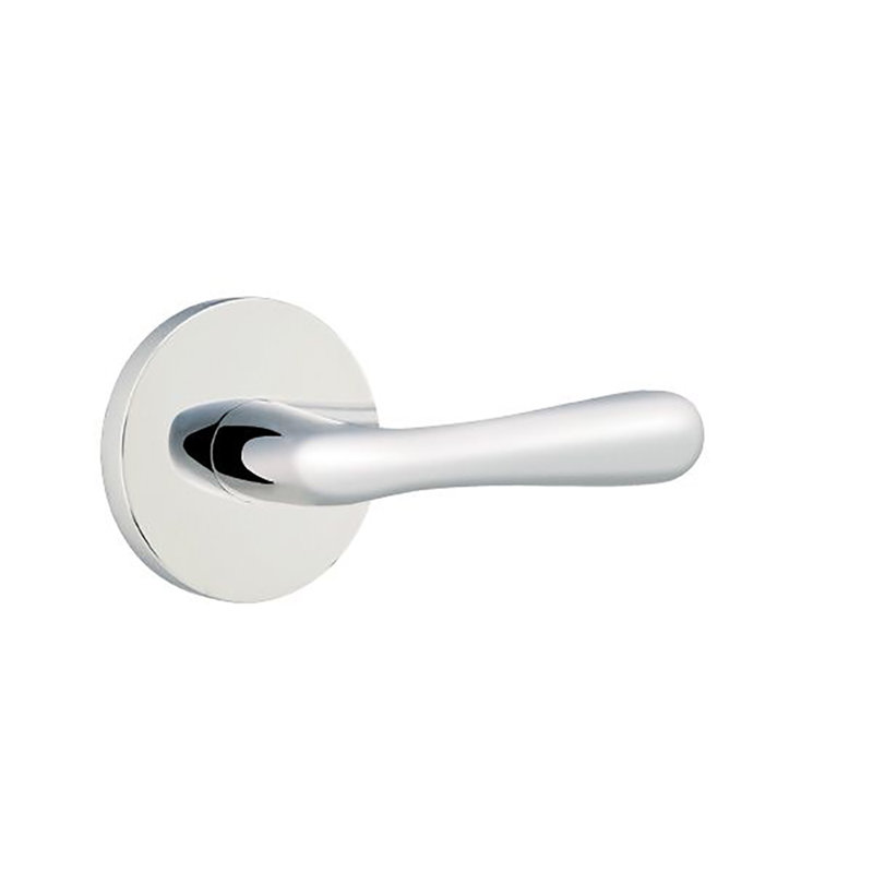 Basel Round Passage (Hall & Closet) Door Lever with Round Rosette, Bright Chrome, Right