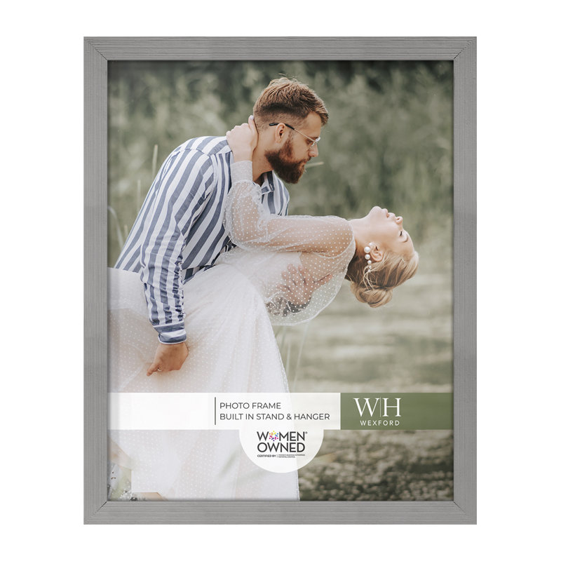 Gray Solid Wood Picture Frame with UV Glass, 11" x 14"