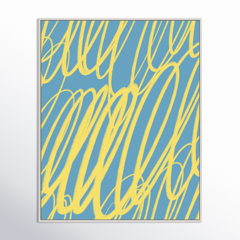 «Color Squiggles 3» par Jacques Pilon - Art mural encadré, Toile à structure simple blanche, H 20 po x l 16 po x P 1,25 po