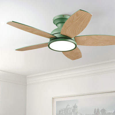 36" Flush Mount Modern Ceiling Fan with LED Lights and Remote Control