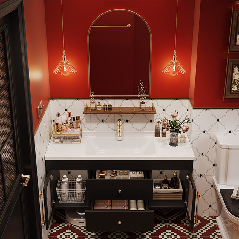 Light luxury retro bathroom cabinet