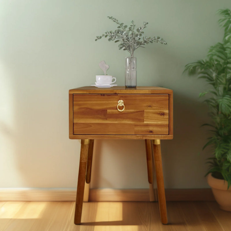 Table de chevet en bois massif Caden
