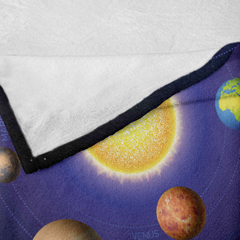 Ambesonne Space Fleece Throw Blanket Solar System with Planets, 50" W x 60" L