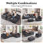 Canapé modulaire en forme de U 118 po en velours côtelé gris foncé, canapé amovible avec méridienne et repose-pieds 118 po-133680099