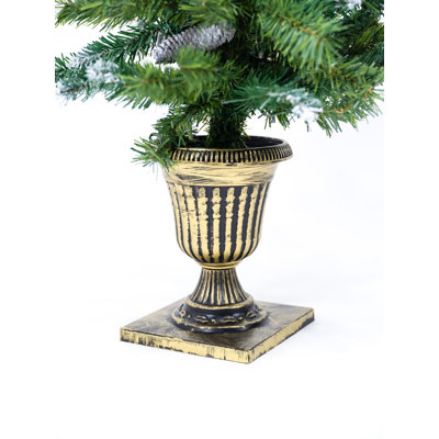 Ensemble d'arbre de Noël 6 pièces - 4 arbres avec bases robustes, 1 couronne pré-éclairée, 1 guirlande, lumières blanc chaud, facile à façonner et sans vacillement pour la décoration intérieure des Fêtes