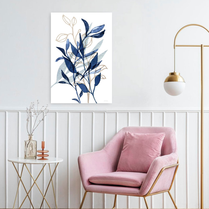 Botanical Blues I, paysage contemporain abstrait, art naturel, H 24 po x l 16 po