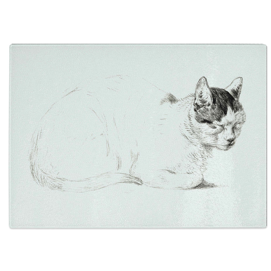 Tempered Glass Cat Resting Chopping Board