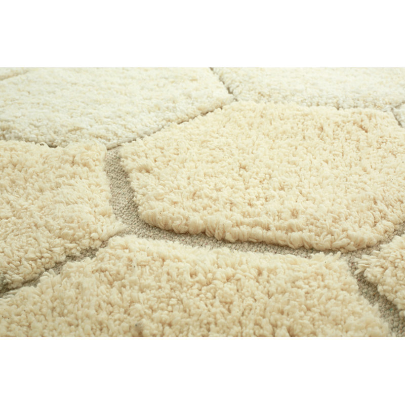 Washable Round Rug Honeycomb Golden
