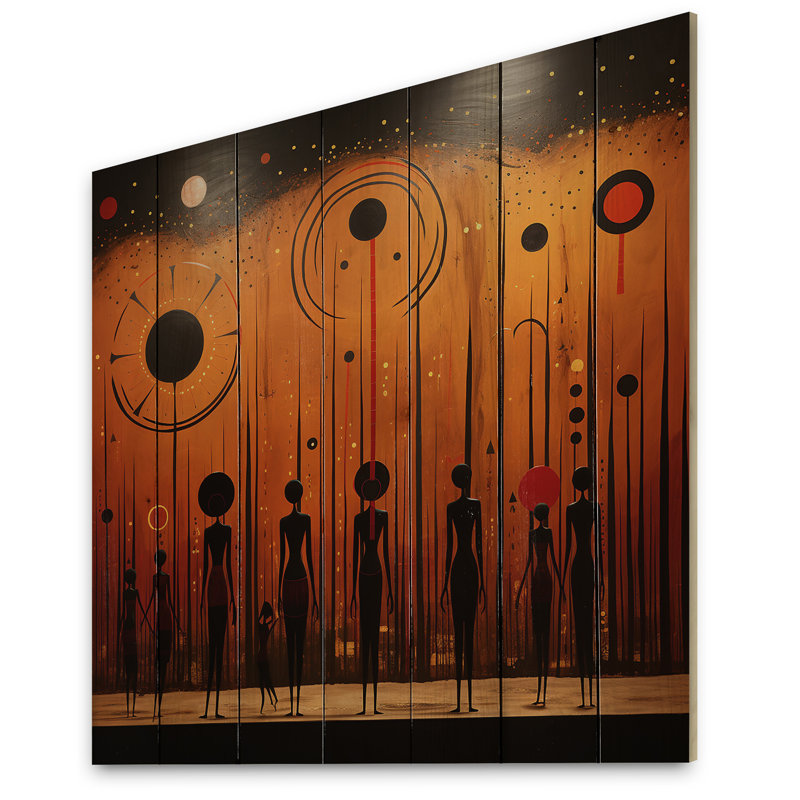 Tribus d'Afrique, Traditions anciennes I sur bois, H 30 po x l 30 po x P 0,78 po