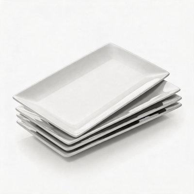 Plateaux de service rectangulaires blancs de 12 pouces pour plateaux de service polyvalents
