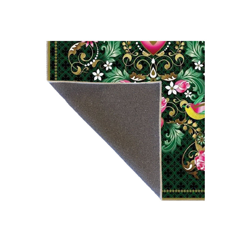 Tapis décoratif noir à motif de feuilles noir, Sous-tapis rectangulaire de 3 pi 3 po x 4 pi 11 po