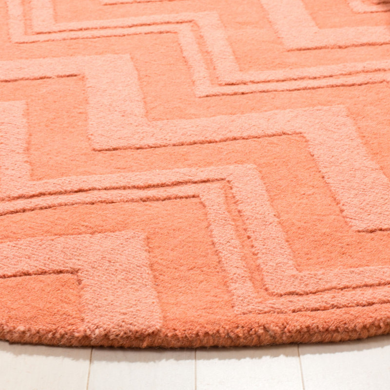 Nishi Hand Loomed Wool Chevron Rug, Round 5'
