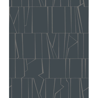 Huntington Indigo Geometric Stripe Wallpaper