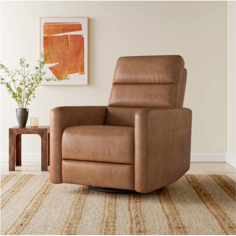 Fauteuil inclinable électrique pivotant en cuir Mila (ensemble de 2), Brun