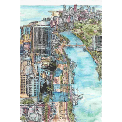 «US Cityscape-Miami» par Melissa Wang - reproduction d'art sur toile tendue