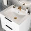 Meuble-lavabo mural blanc flottant de 24 po avec lavabo en céramique, deux tiroirs, conception en forme de U, premier tiroir facile à installer de 20 à 20 po, rail de guidage-50122593-50122592