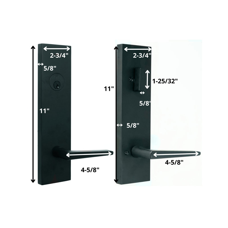 Levers With Deadbolt Reversible Entry Set, Matte Black