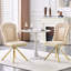 Ensemble de 2 chaises de salle à manger en velours beige avec pieds dorés, chaises d'appoint rembourrées modernes pour la salle à manger et la cuisine-1378481272