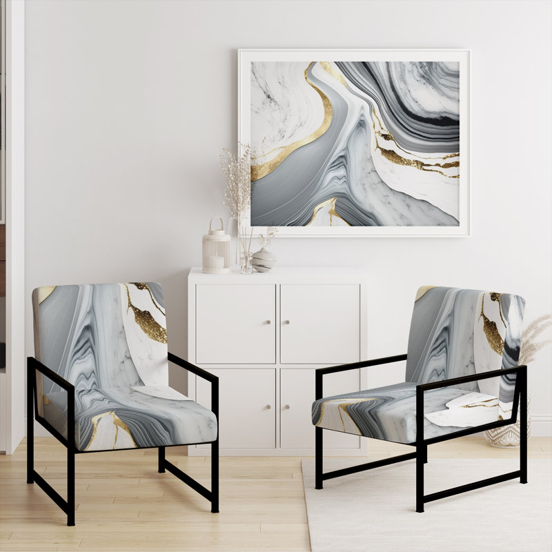 Cullivan - Fauteuil d'appoint rembourré en marbre, Noir, noir, noir, noir