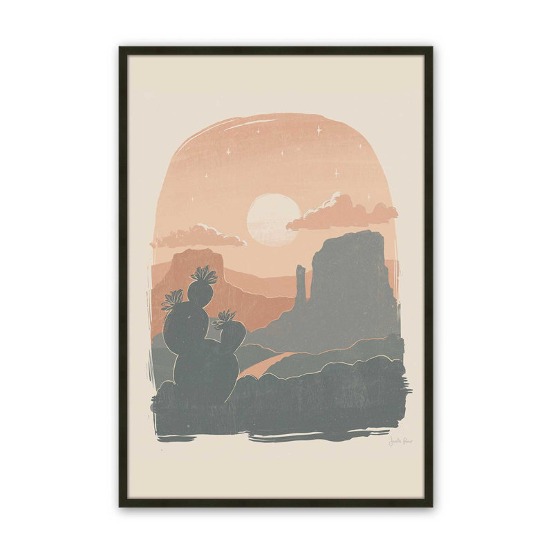 Cactus Silhouettes I Print dans un cadre, H 11 po x l 9 po, Encadrement ouvert, noir satiné