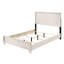 Grand lit à panneau contemporain 1pc, cadre de lit en bois pour la chambre à coucher, finition lustrée blanc / beige, sans cadre de taille de matelas, assemblage simple requis-1535527588