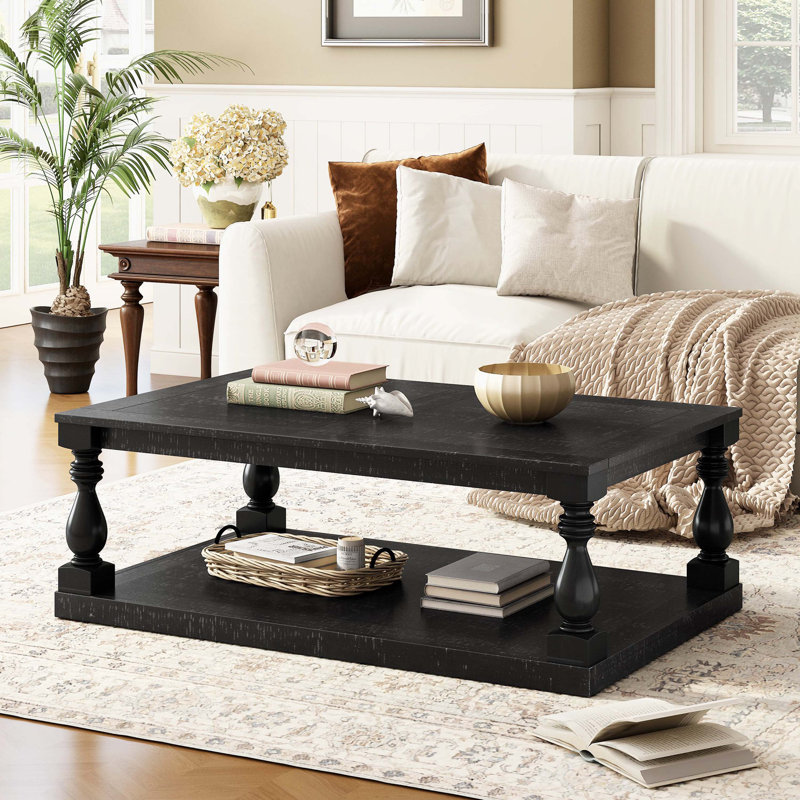 Table basse vintage avec pieds en forme de vase et placage de pin, pour le salon et le bureau, Black