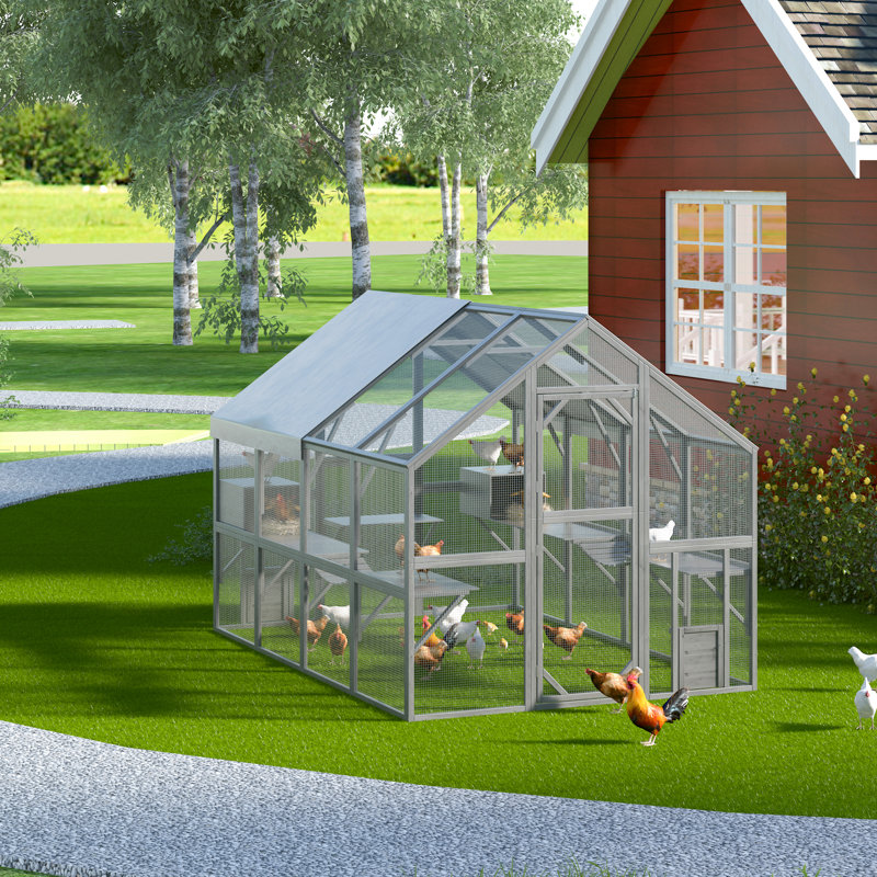 Eather Chicken Run, 74" H x 109.6" W x 75.2" D, Gray