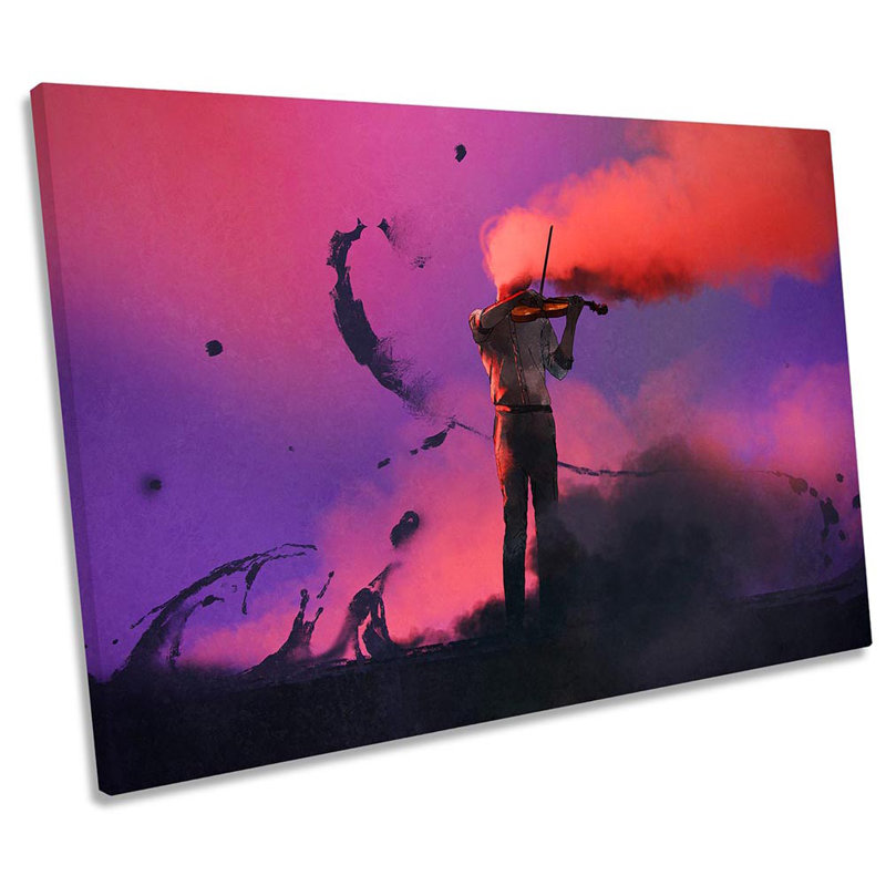 Violin Player Explosion - Wrapped Canvas Art Prints, 91.4cm H x 137.2cm W x 4cm D