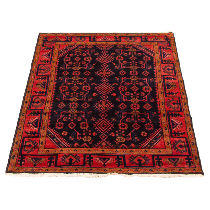 Tapis en laine bleu marine foncé noué à la main 3 pi 8 po x 5 pi 5 po Andelz