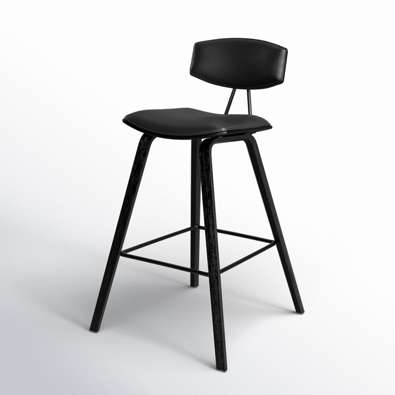 Tabouret de bar et de comptoir Bilgin Payton, Similicuir noir, Noir, noir, noir, noir
