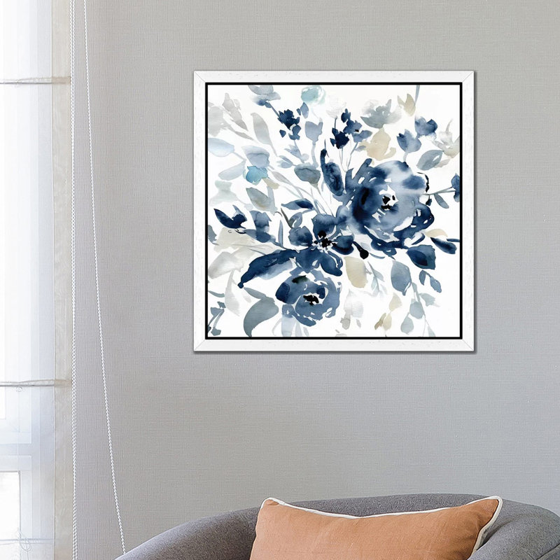 Indigo Garden I by Carol Robinson - Print on Canvas, 66.04 cm H x 66.04 cm W, White Framed
