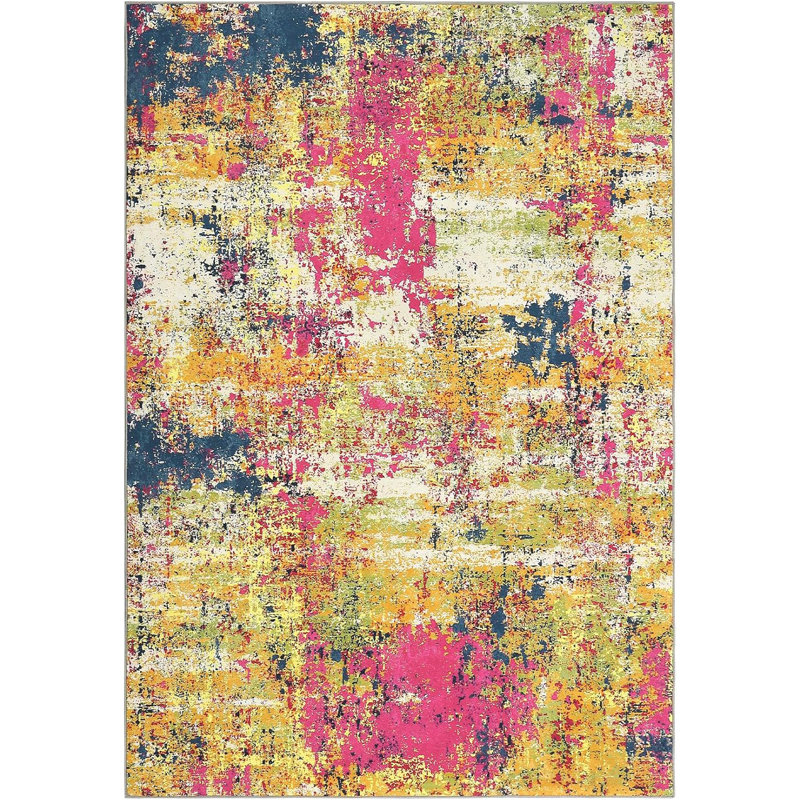 Tapis moderne lavable abstrait, tapis d'intérieur à poils courts, tapis antidérapant antidérapant pour le salon, la chambre et le bureau