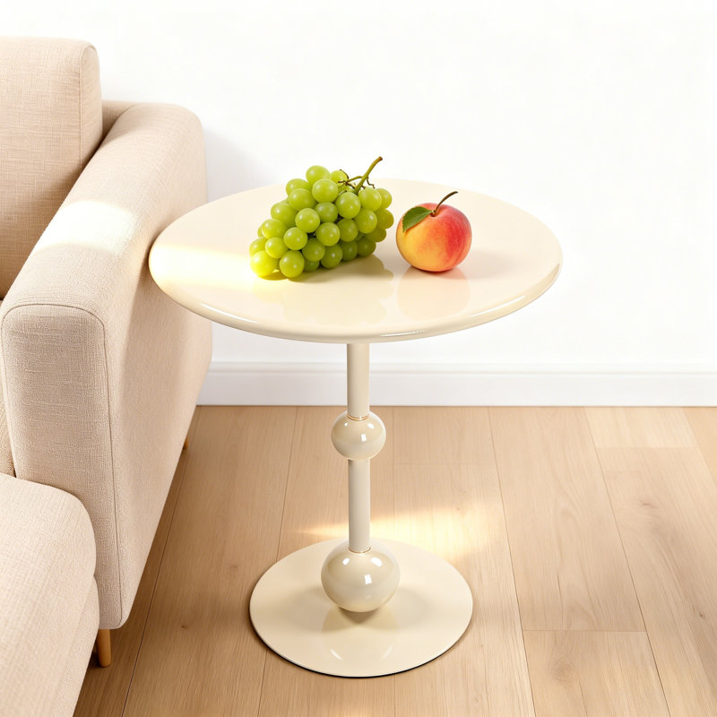 Table de bout élégante en métal, Crème, crème