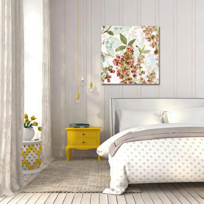 «Blush Floral Branch Design», art mural encastré en bois, 16 L x 16 l