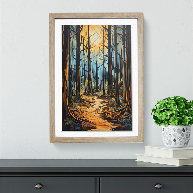 Forest Expressionism Art - Framed Print, Oak Framed, 64cm H x 46cm W