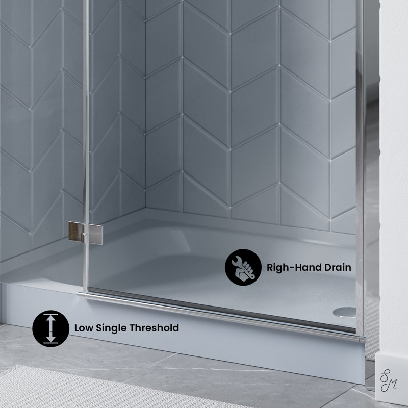 Voltaire 48" x 36" Single-Threshold, Shower Base, Right, Gray