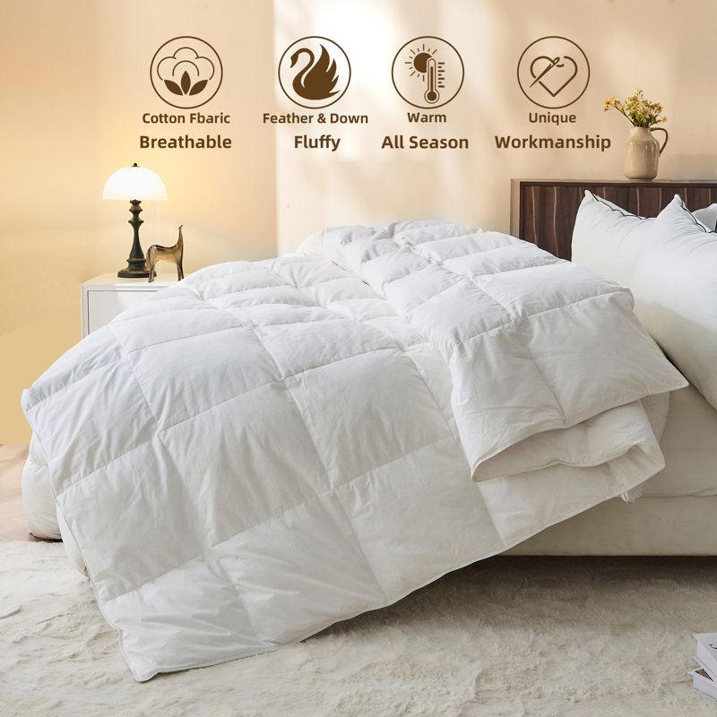  Housse de couette en duvet d'oie 100% coton, Très grand lit