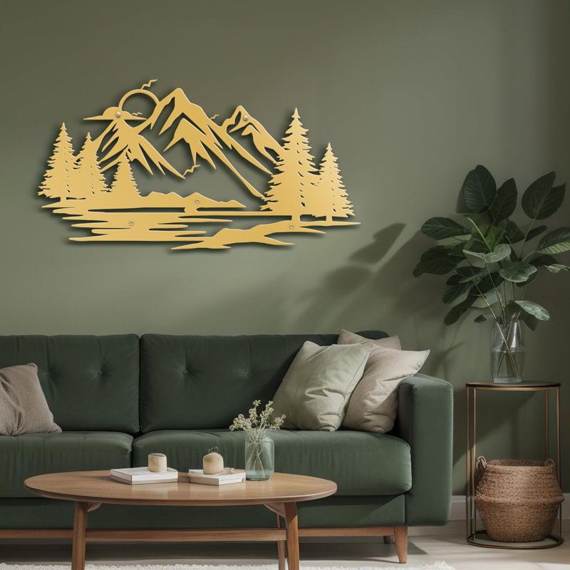 Oiseau mouche dans les montagnes au bord du lac, décoration murale abstraite moderne, décoration suspendue, décoration murale en métal
