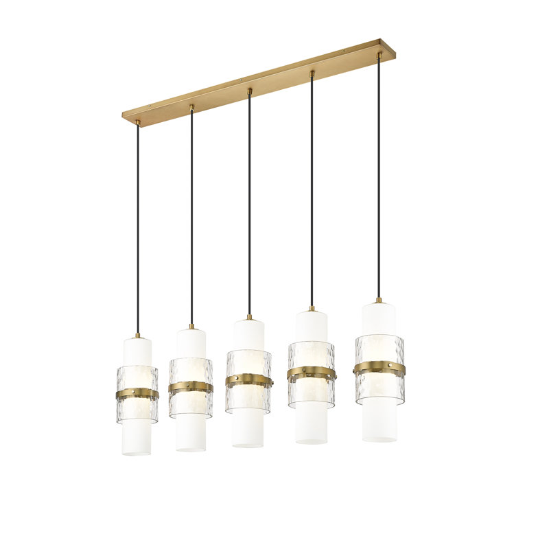 Lustre linéaire pour îlot de cuisine à 5 lumières Bryelle, Or