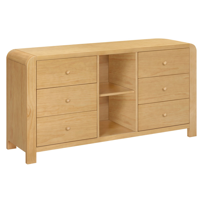 TipToe 6-Drawer Assembled Dresser with Cubbies, Honey