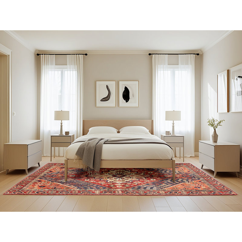 Tapis traditionnel 100% lavable à la machine 3912, Rectangle 5 pi x 8 pi