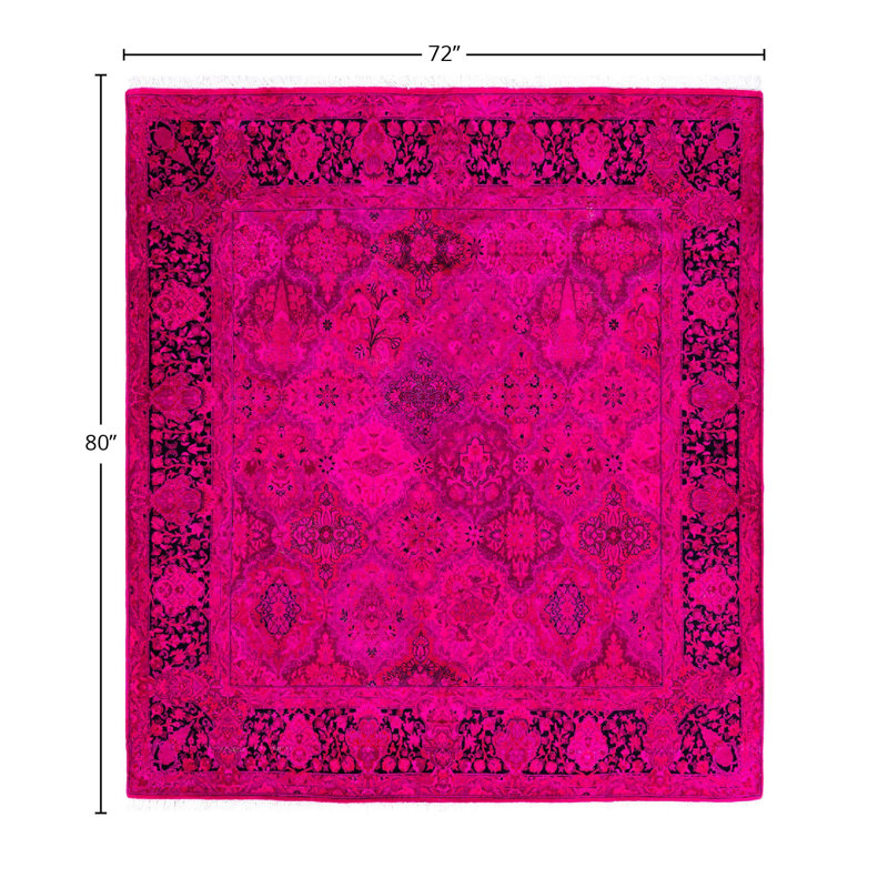 Tapis unique rose / noir / rouge 6 pi x 6 pi 8 po Overyed