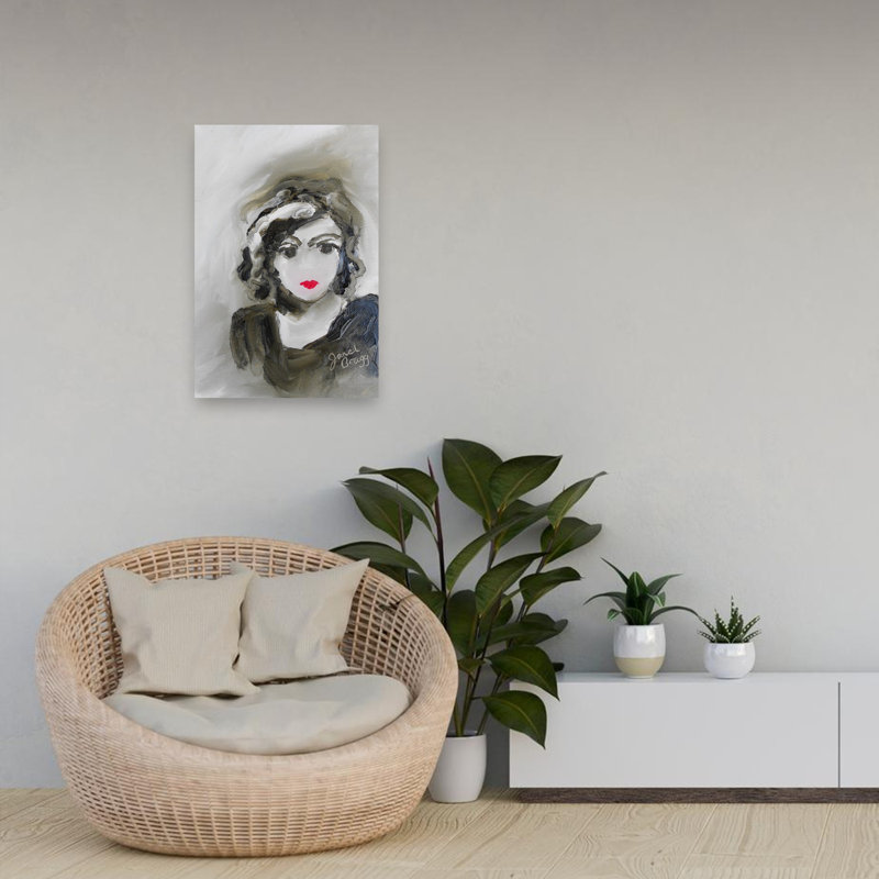 Mysterious Woman Portrait Abstract Modern Wall Art Print 1 Piece Wrapped Canvas Wall Art, 60.96cm H x 40.64cm W