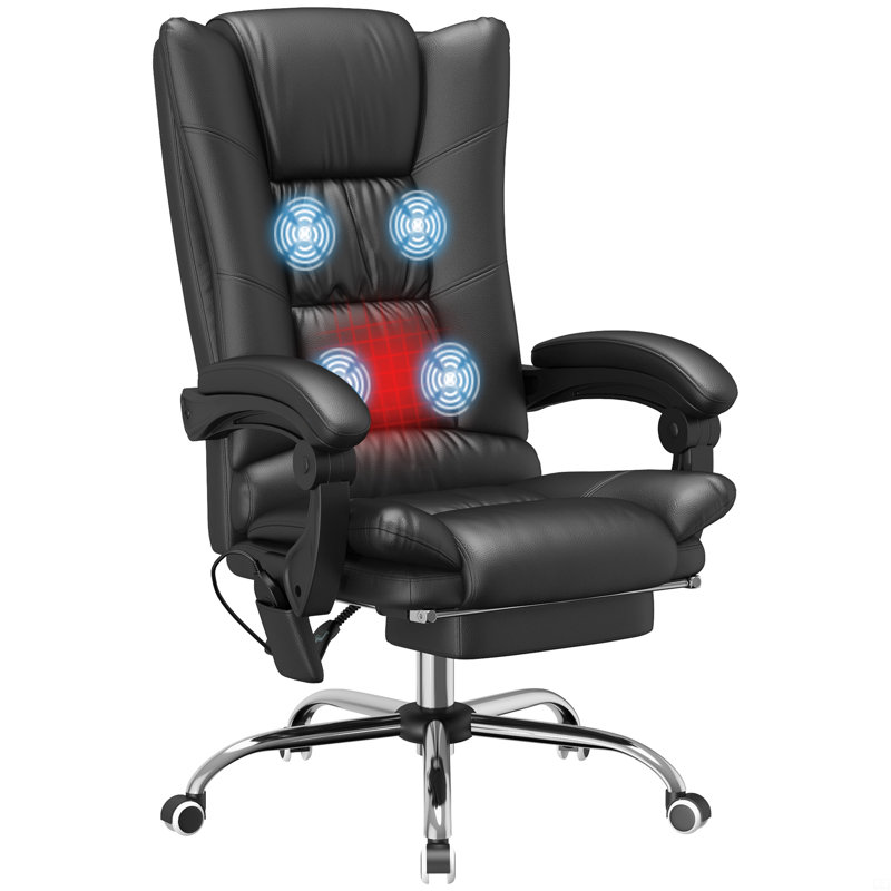 Massage Office Chair With Heat, Footrest, Black