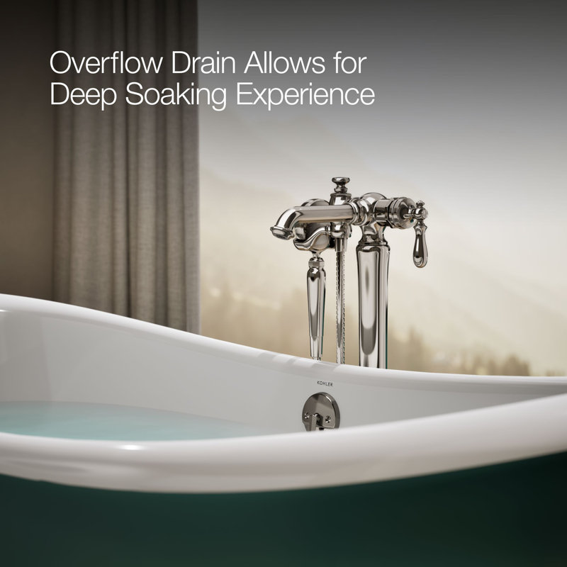 Artifacts 66-1/8 In. X 32-1/2 In. Freestanding Bath, Teal/White