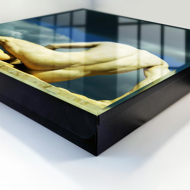 Key box for home, Opens to the left, 30x30x5, Black, Sculpture of a man against a background of clouds, 