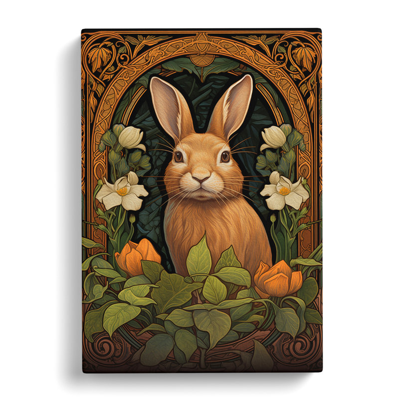 Rabbit Nouveau No.2 - Wrapped Canvas, 60cm H x 40cm W x 3cm D